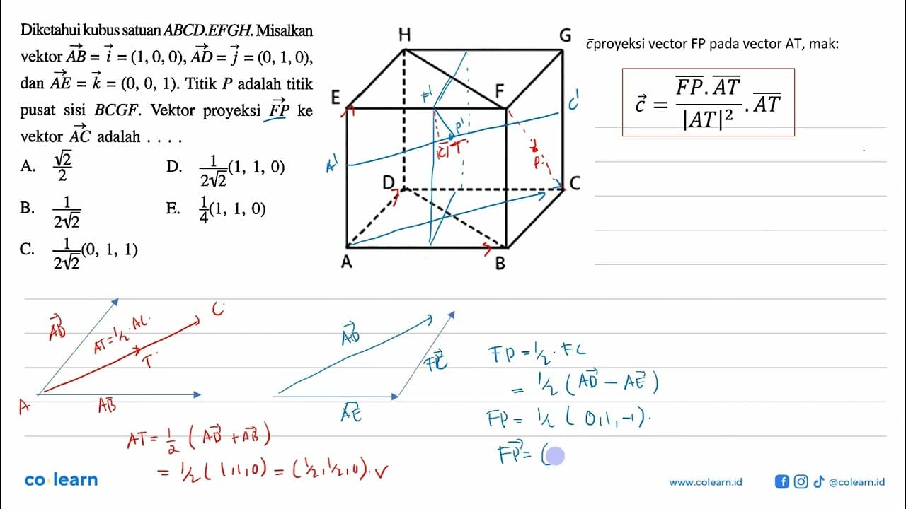 Diketahui kubus satuan ABCD.EFGH. Misalkan vektor