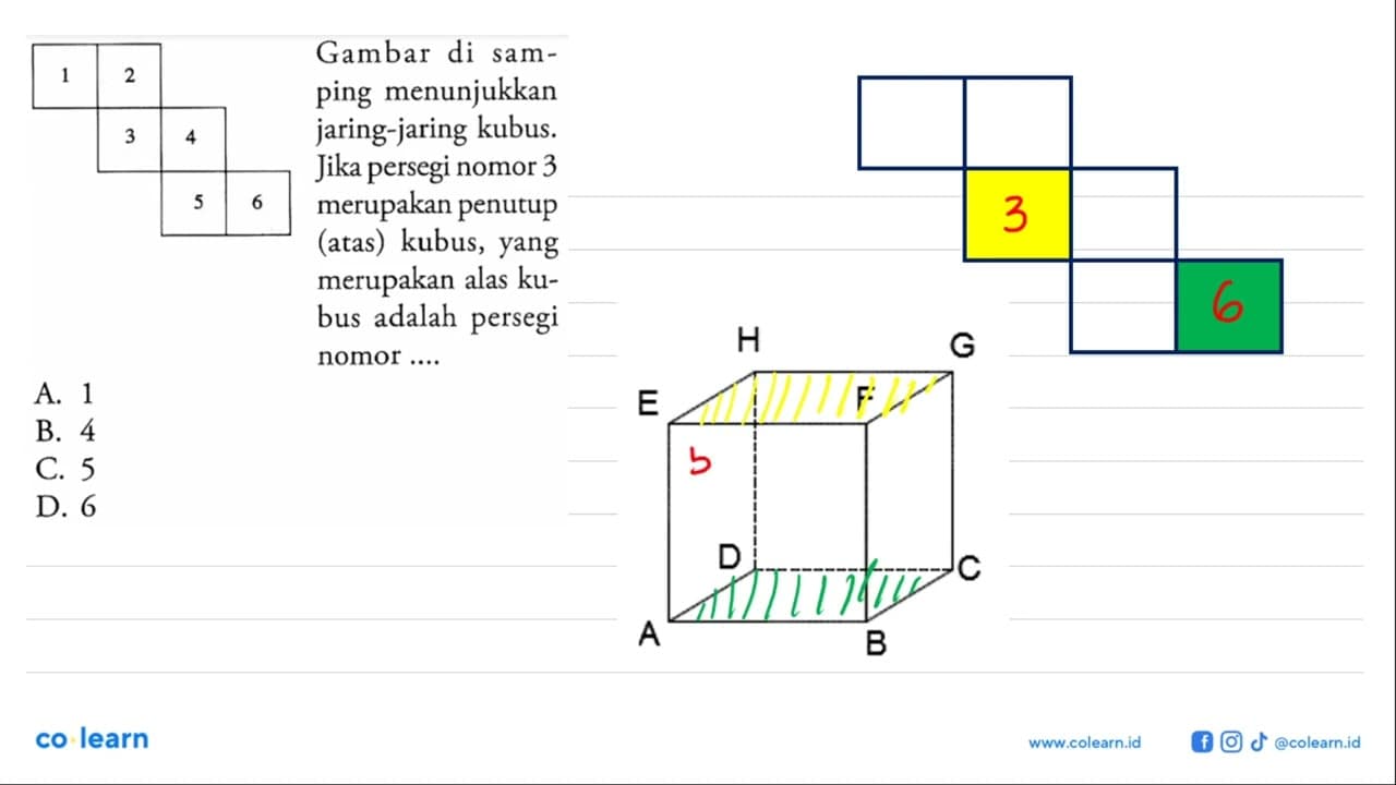 1 2 3 4 5 6. Gambar di samping menunjukkan jaring-jaring