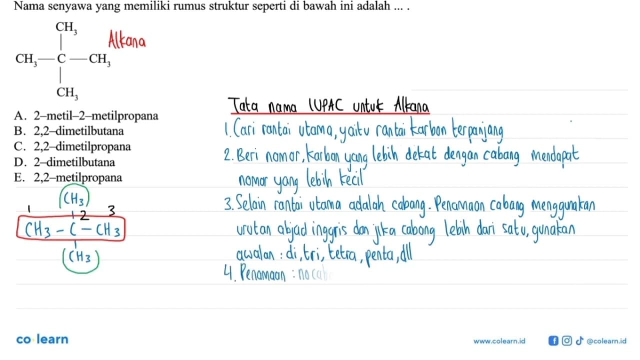 Nama senyawa yang memiliki rumus struktur seperti di bawah