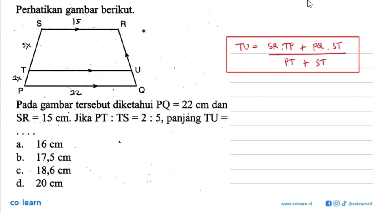 Perhatikan gambar berikut. SRTUPQPada gambar tersebut