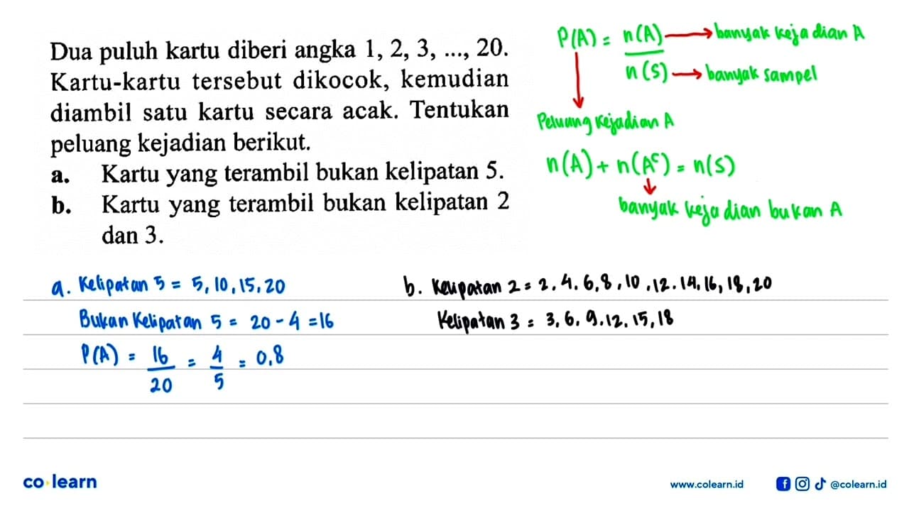 Dua puluh kartu diberi angka 1, 2, 3, ..., 20 . Kartu-kartu