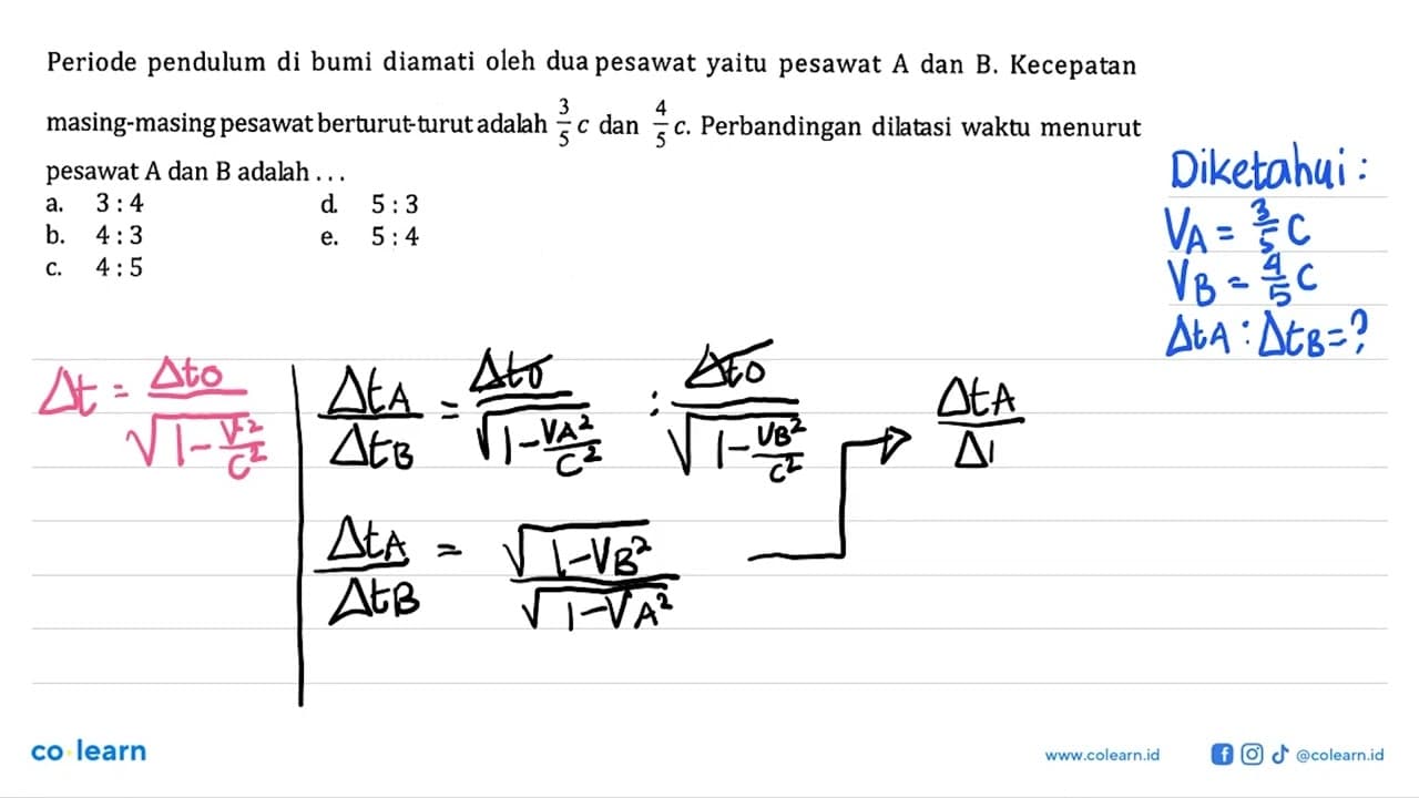 Periode pendulum di bumi diamati oleh dua pesawat yaitu