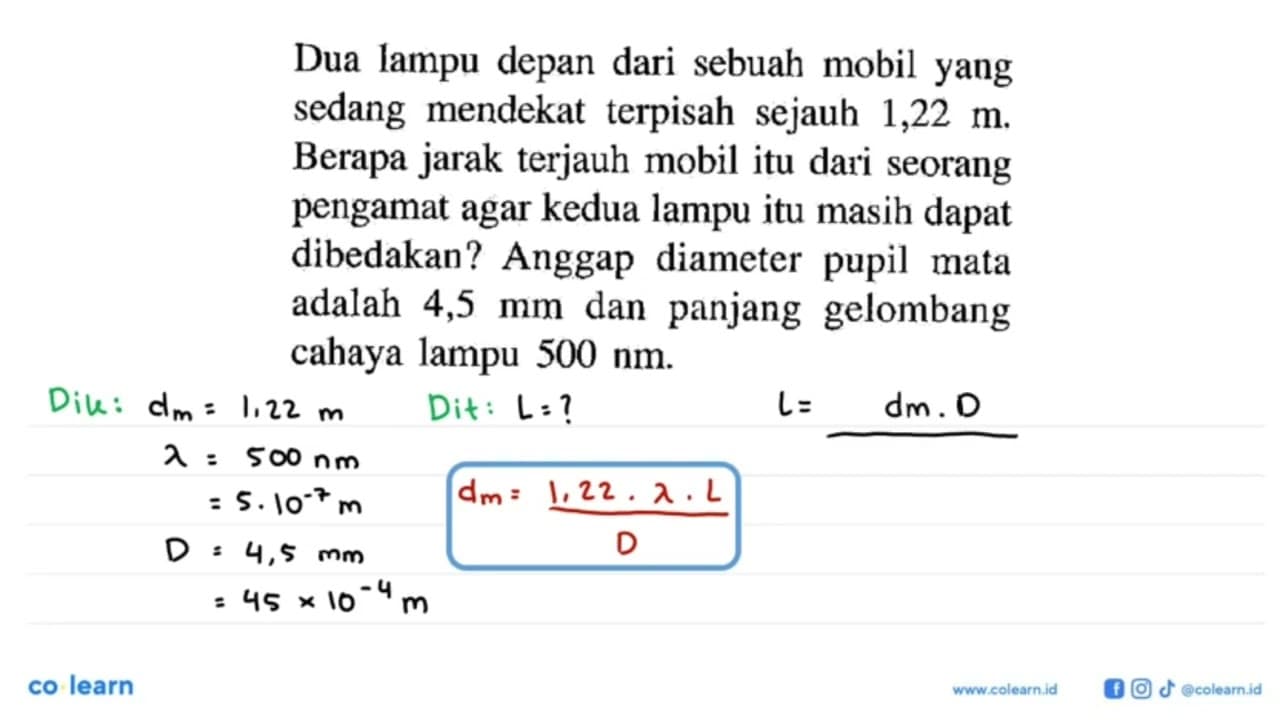 Dua lampu depan dari sebuah mobil yang sedang mendekat