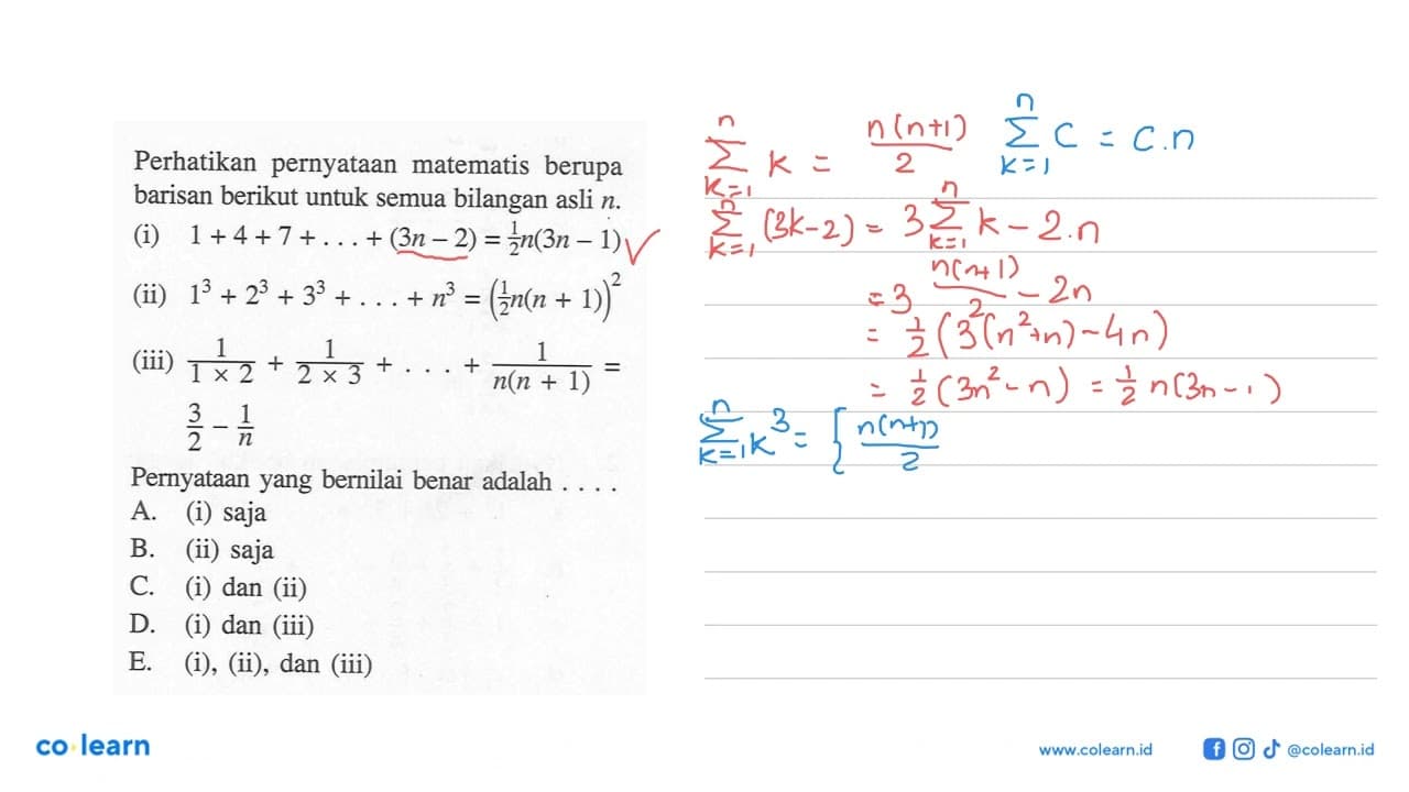 Perhatikan pernyataan matematis berupa barisan berikut