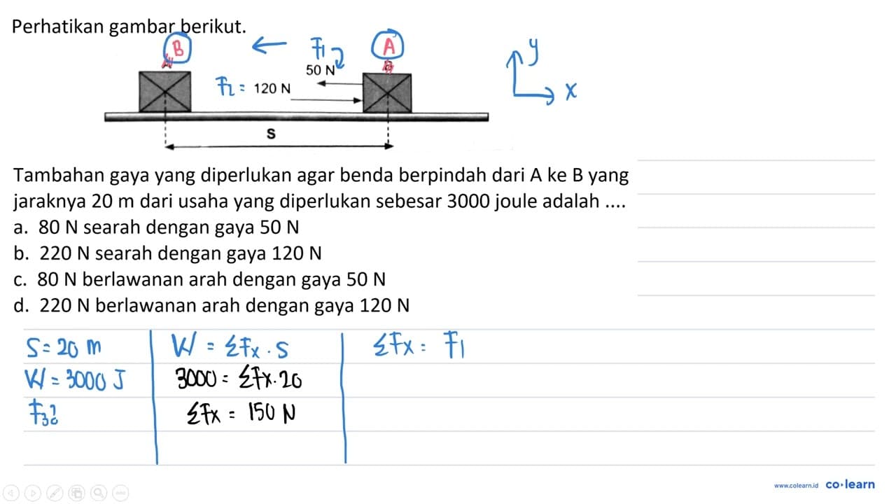 Perhatikan gambar berikut. Tambahan gaya yang diperlukan