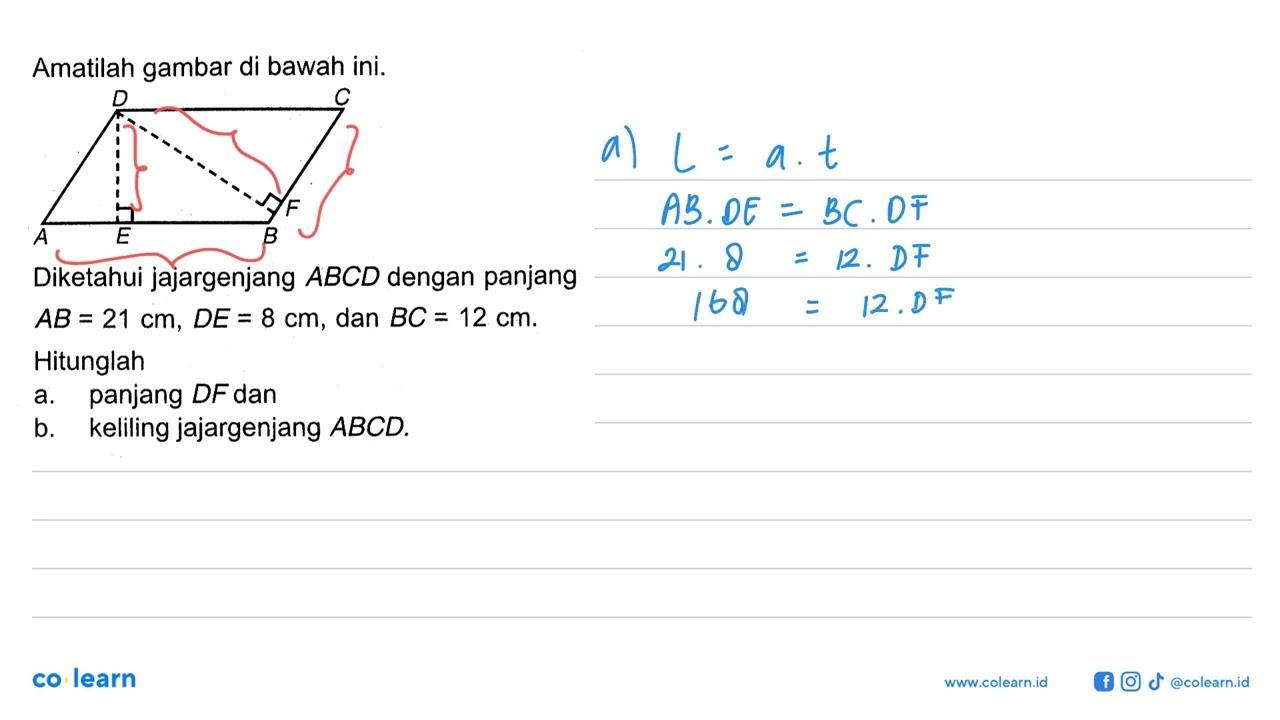 Amatilah gambar di bawah ini.Diketahui jajargenjang ABCD