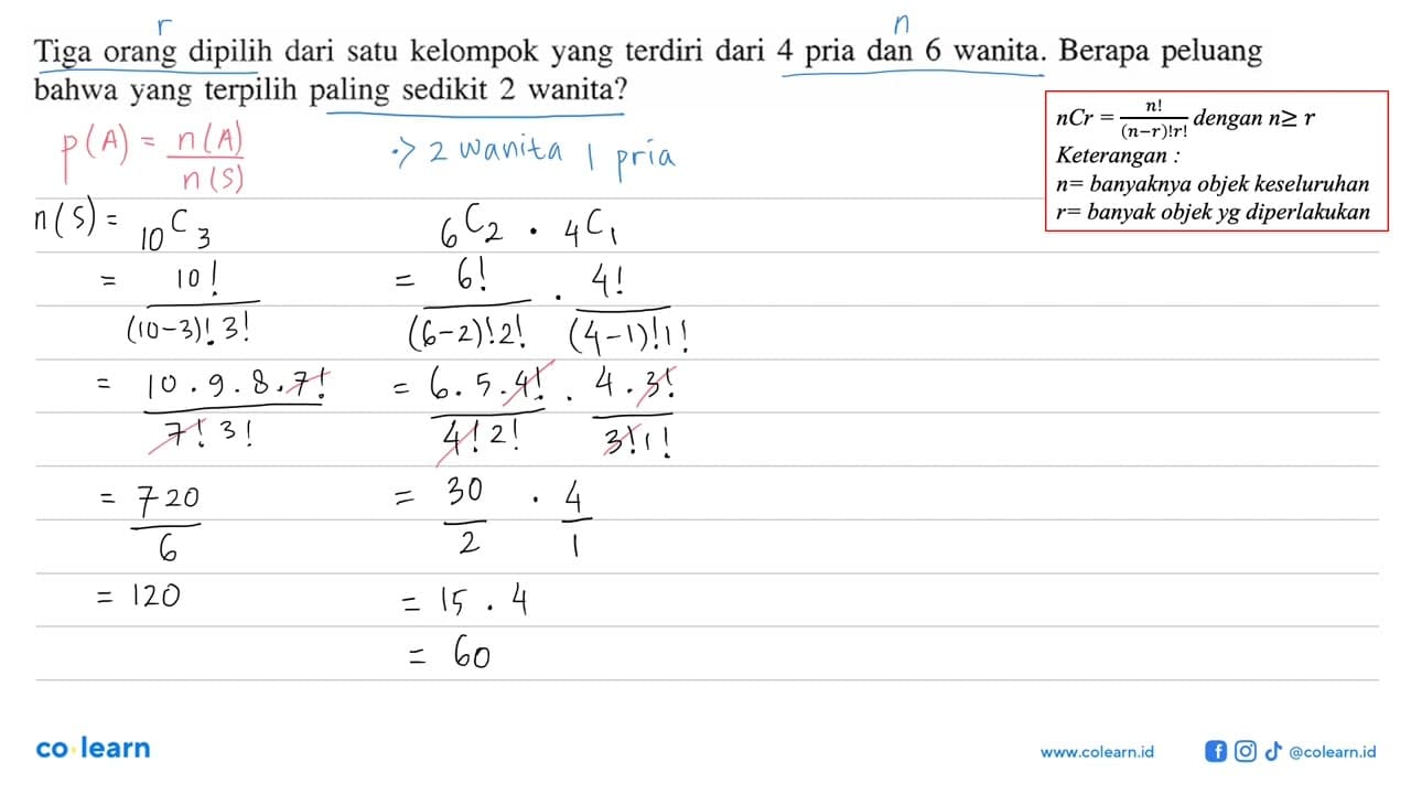 Tiga orang dipilih dari satu kelompok yang terdiri dari 4