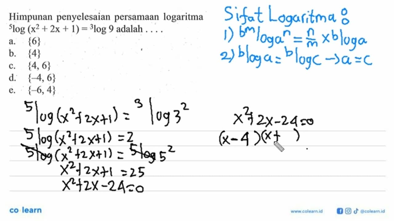 Himpunan penyelesaian persamaan logaritma 5