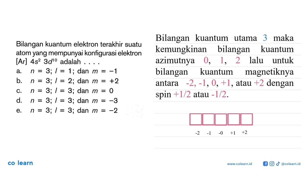 Bilangan kuantum elektron terakhir suatu atom yang