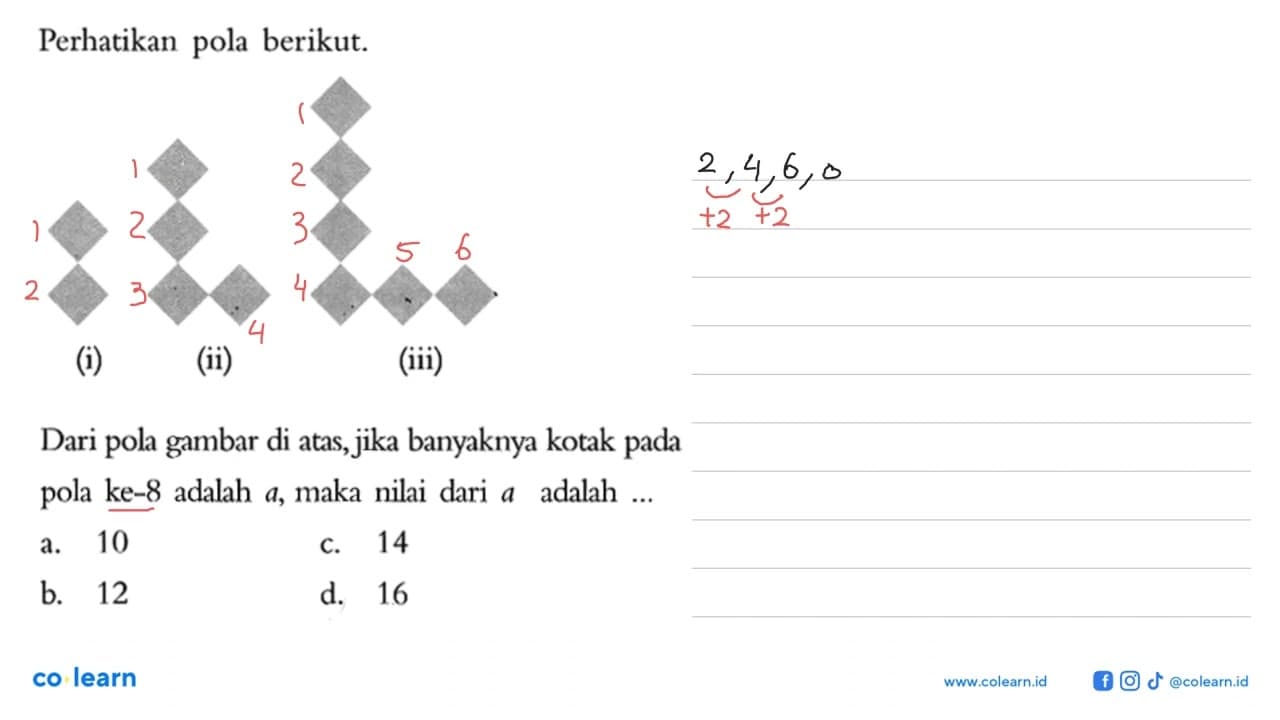 Perhatikan pola berikut: (i) (ii) (iii) Dari pola gambar di