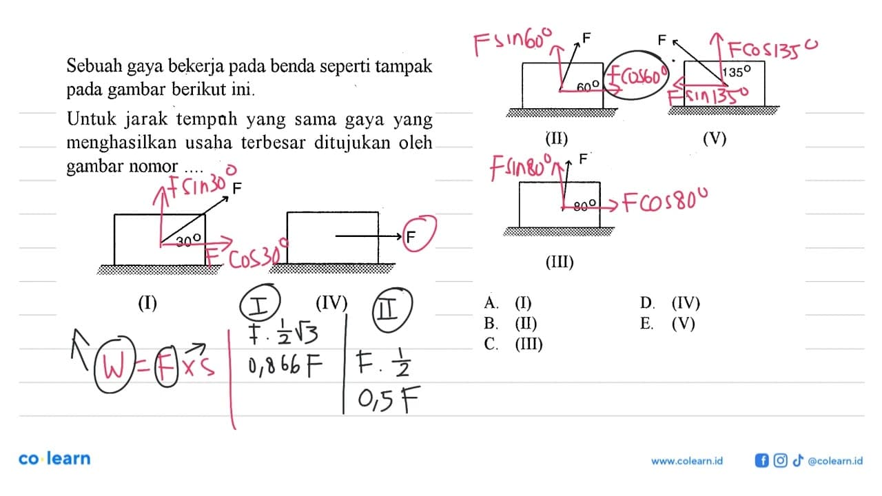 Sebuah gaya bekerja pada benda seperti tampak pada gambar