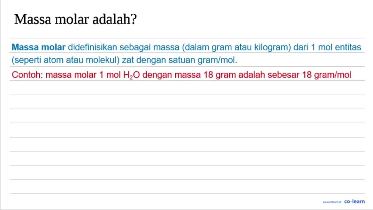 Massa molar adalah?