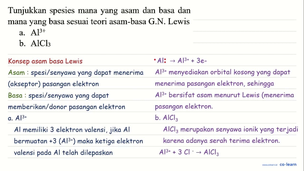 Tunjukkan spesies mana yang asam dan basa dan mana yang