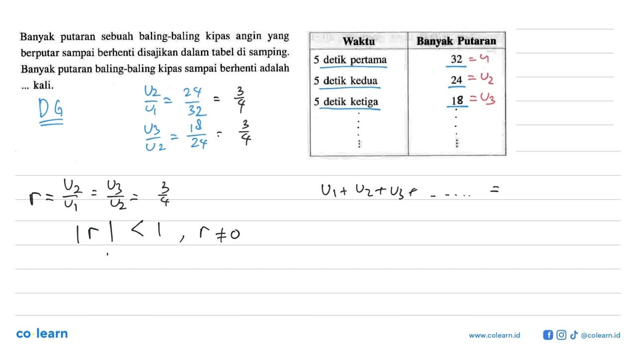 Banyak putaran sebuah baling-baling kipas angin yang