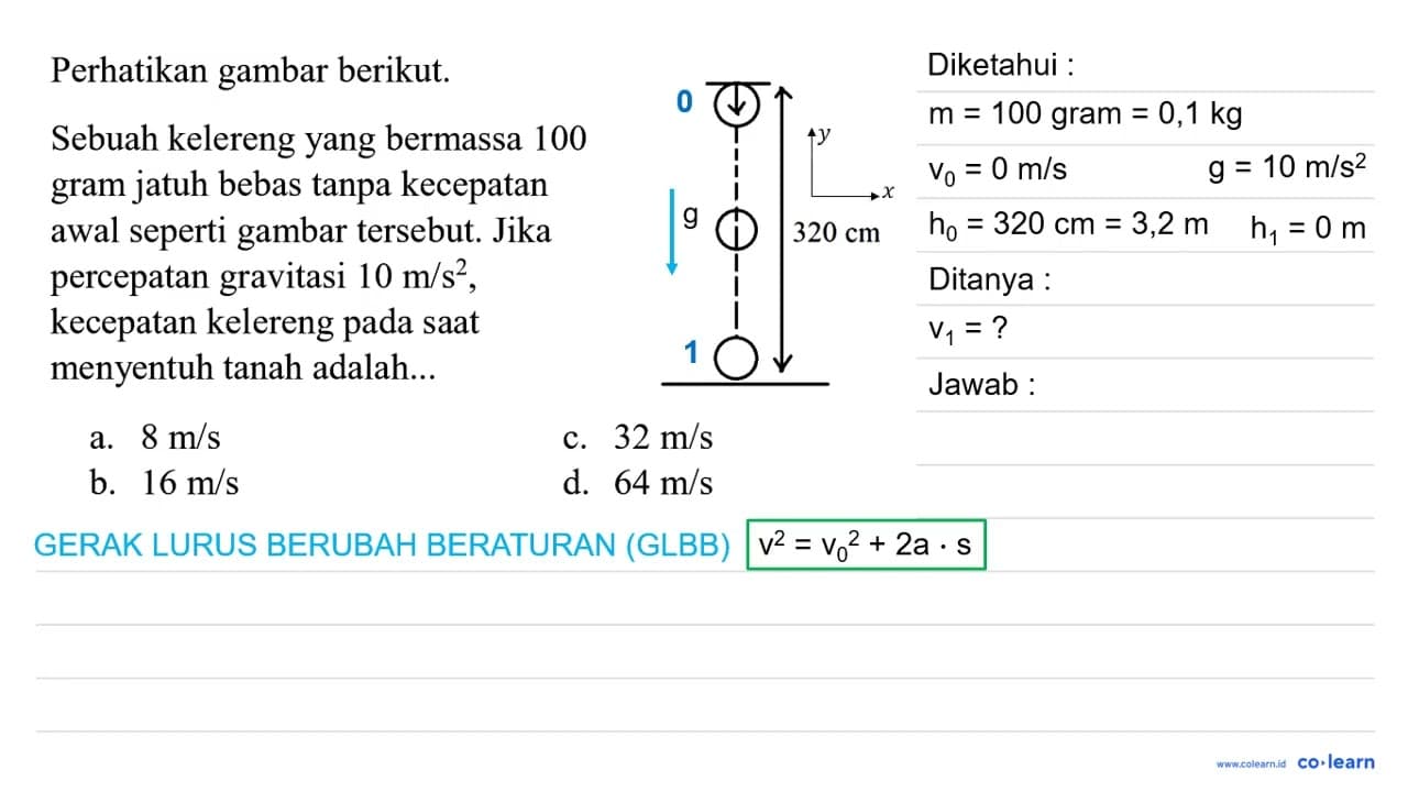 Perhatikan gambar berikut. Sebuah kelereng yang bermassa