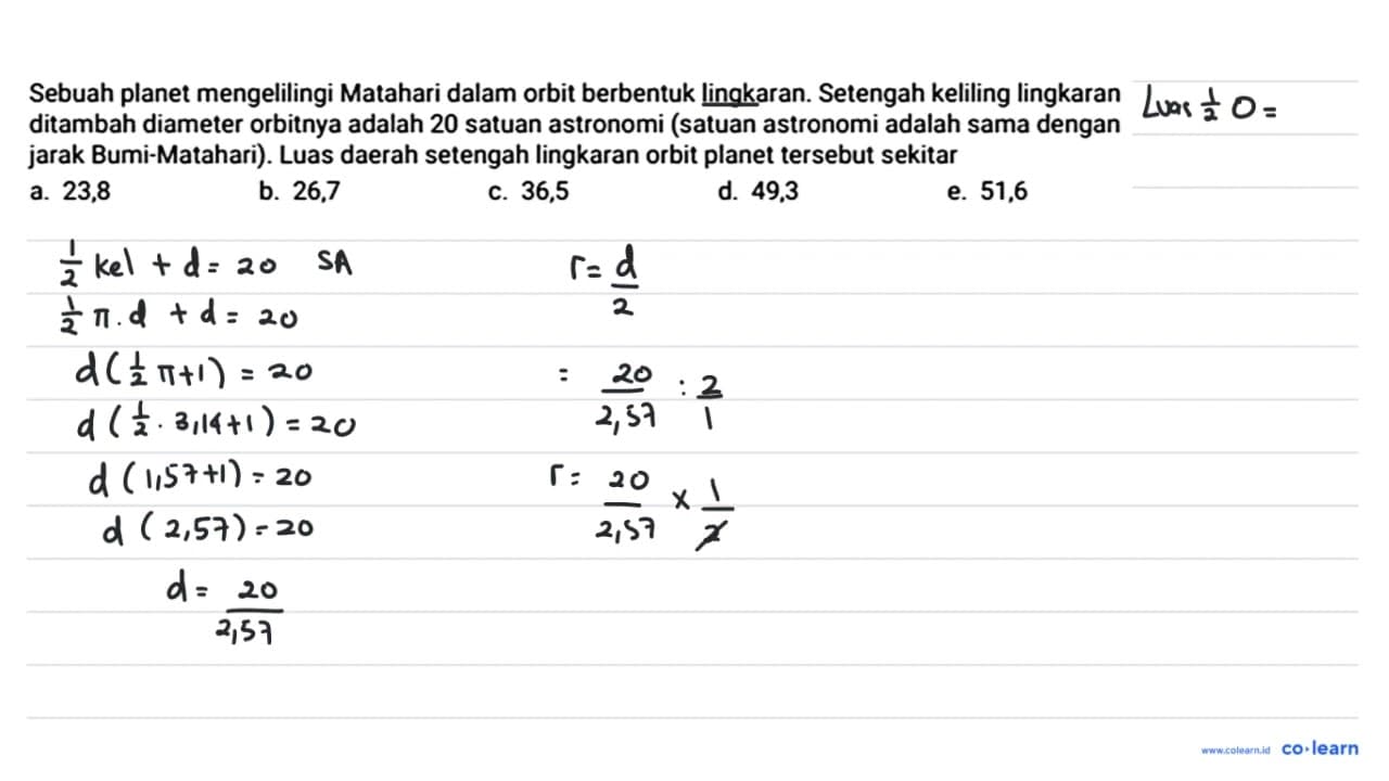 Sebuah planet mengelilingi Matahari dalam orbit berbentuk