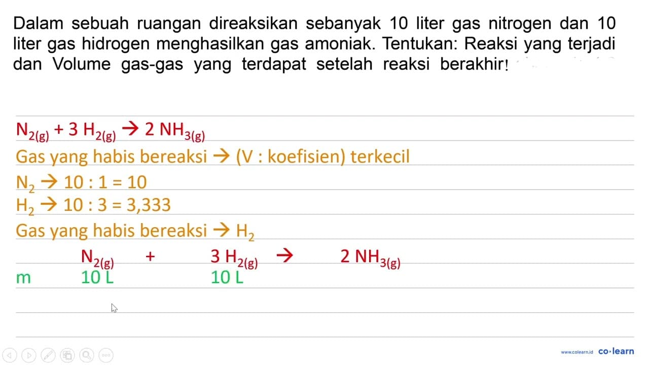 Dalam sebuah ruangan direaksikan sebanyak 10 liter gas