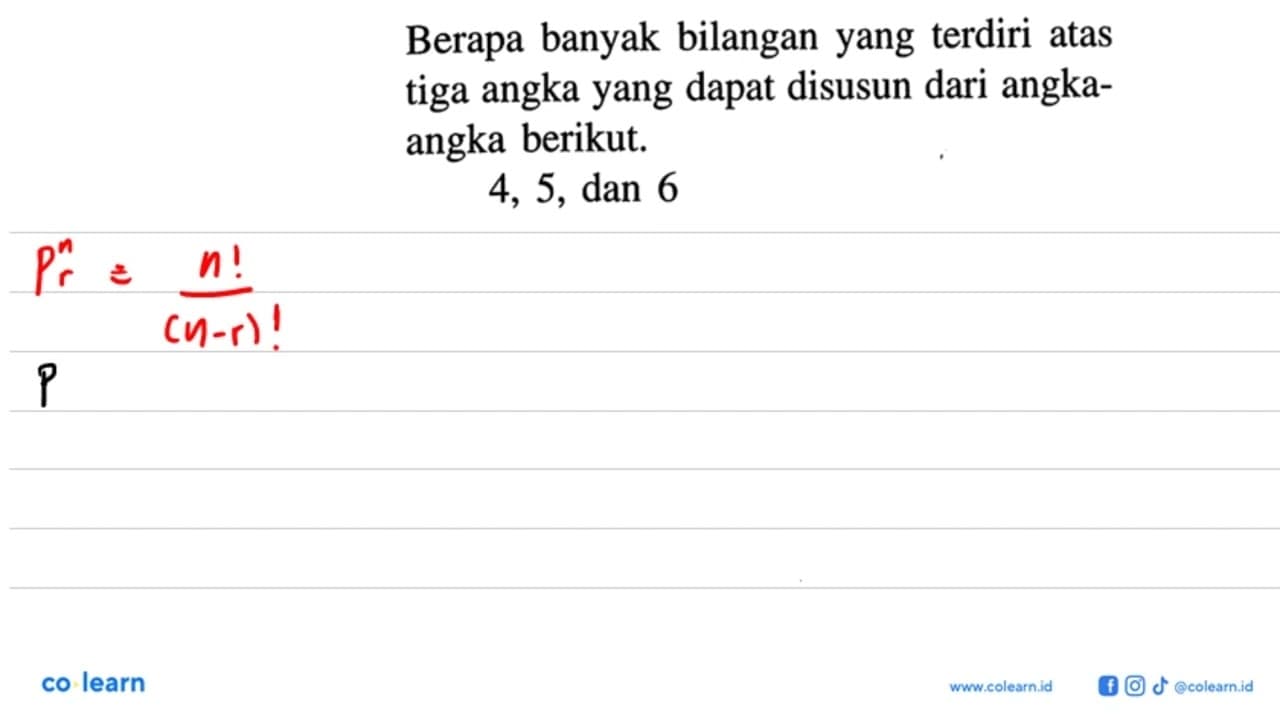 Berapa banyak bilangan yang terdiri atas tiga angka yang