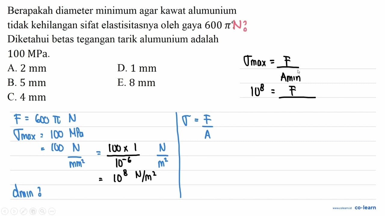 Berapakah diameter minimum agar kawat alumunium tidak