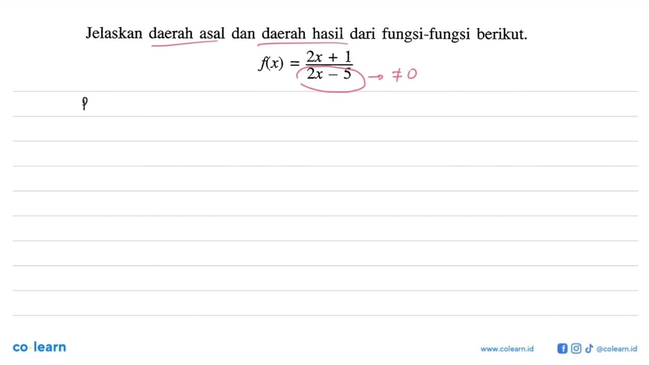 Jelaskan daerah asal dan daerah hasil dari fungsi-fungsi