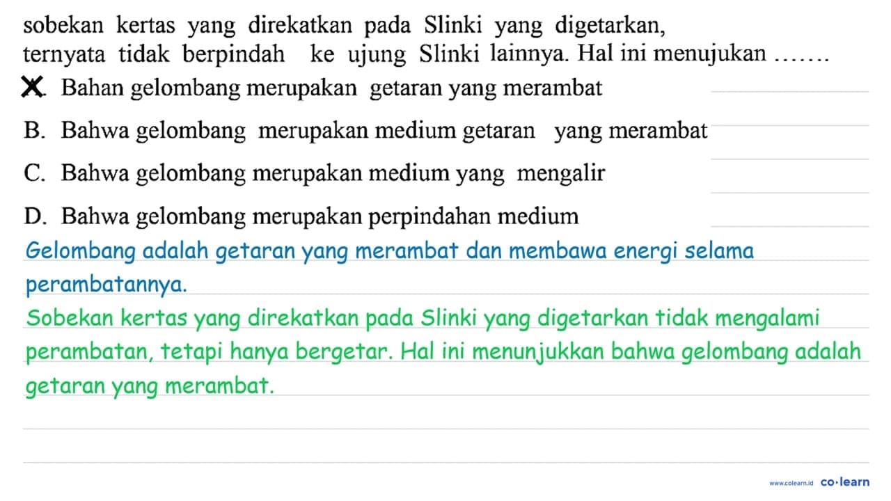 sobekan kertas yang direkatkan pada Slinki yang digetarkan,