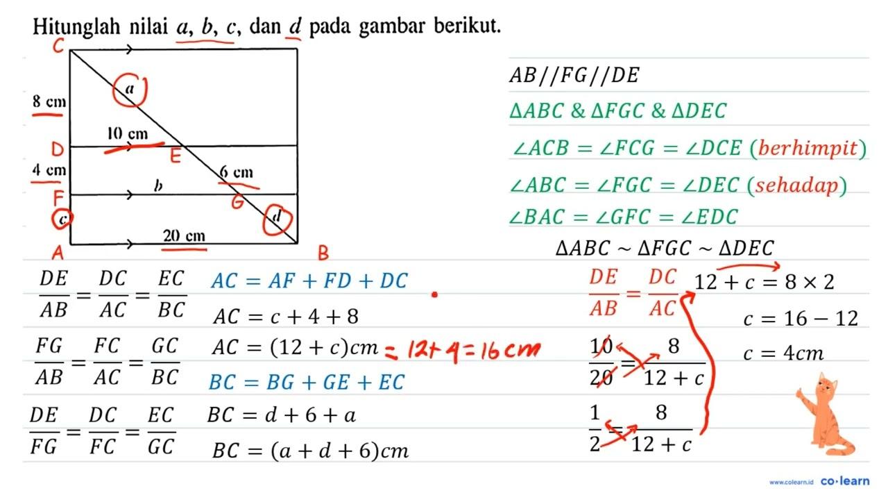 Hitunglah nilai a, b, c , dan d pada gambar berikut. 8 cm a