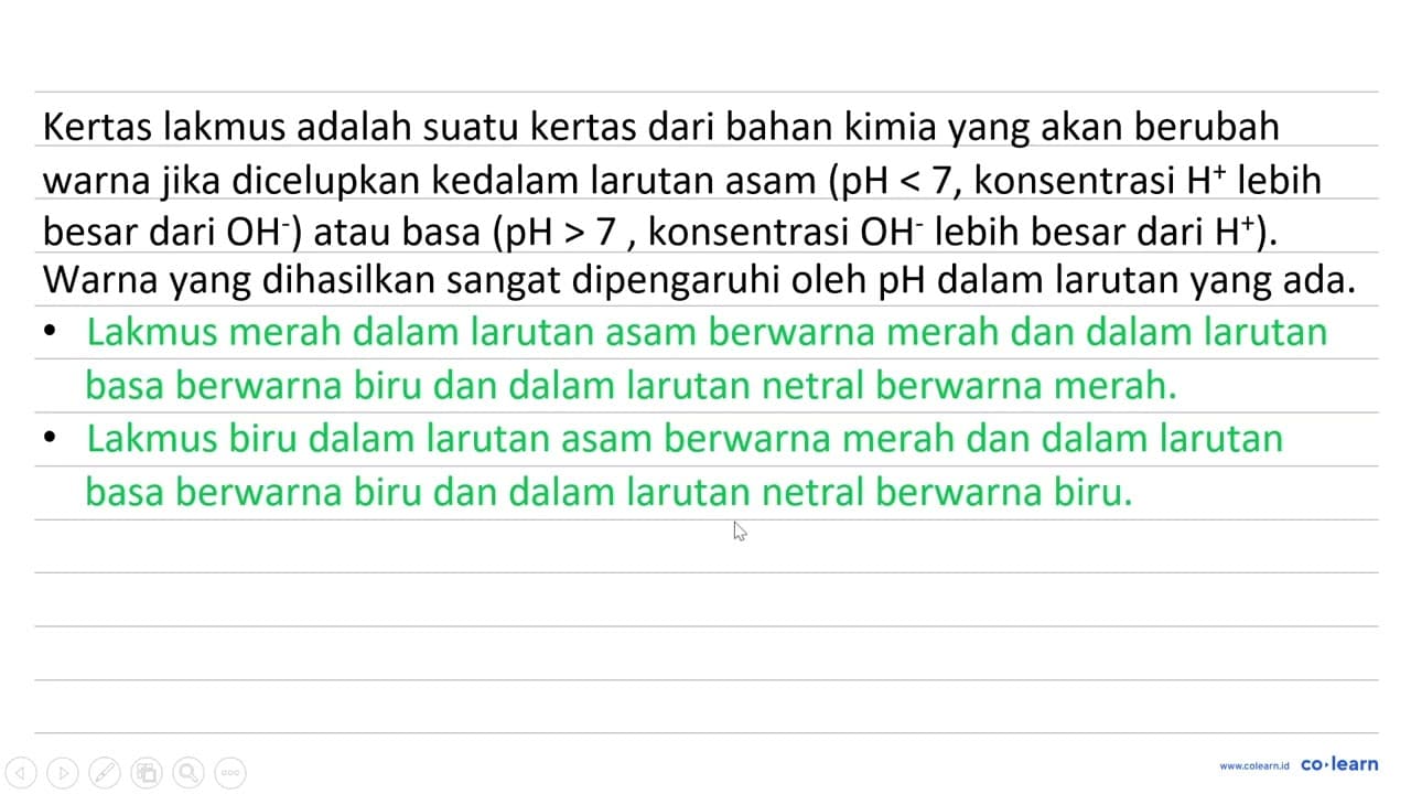 Hasil percobaan warna lakmus dalam larutan larutan Lamus