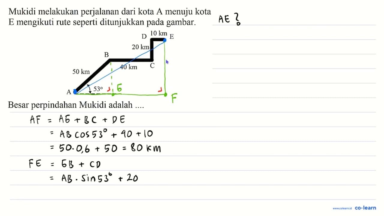 Mukidi melakukan perjalanan dari kota A menuju kota E