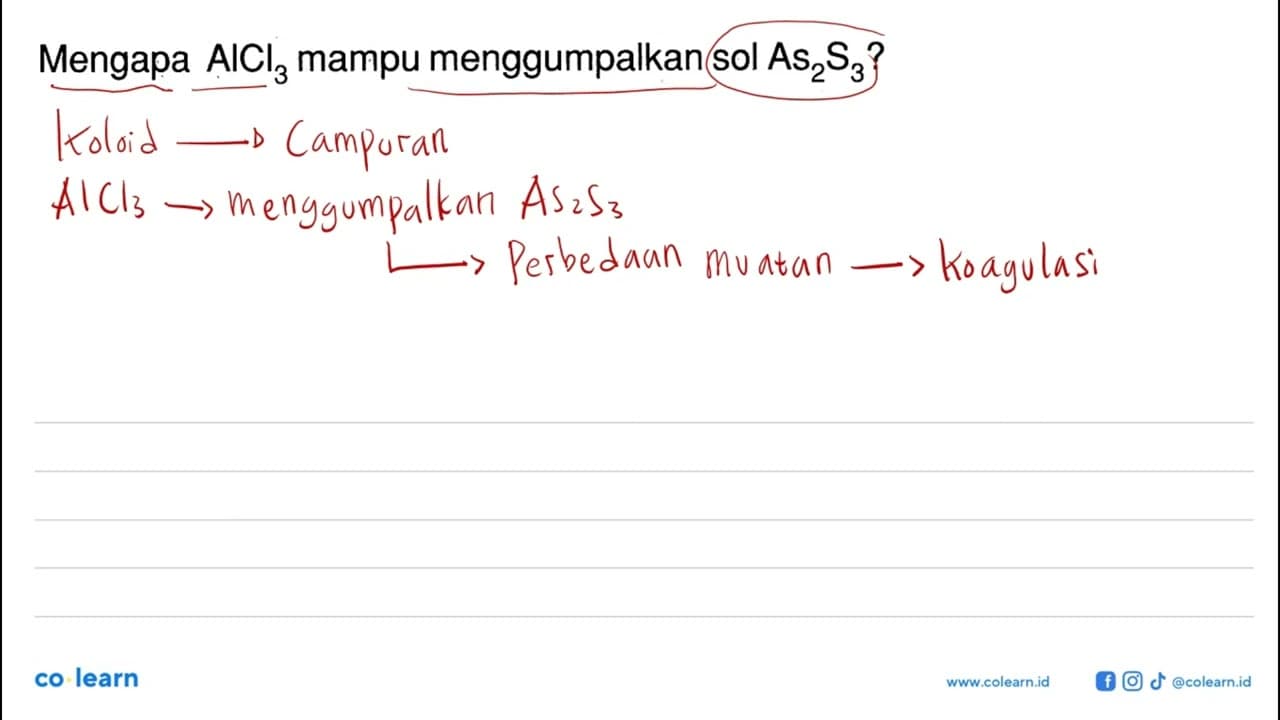 Mengapa AlCl3 mampu menggumpalkan sol As2S3?