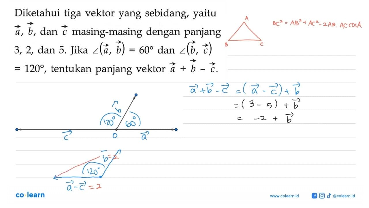 Diketahui tiga vektor yang sebidang, yaitu a, b , dan c