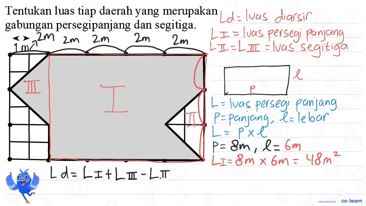 Tentukan luas tiap daerah yang merupakan