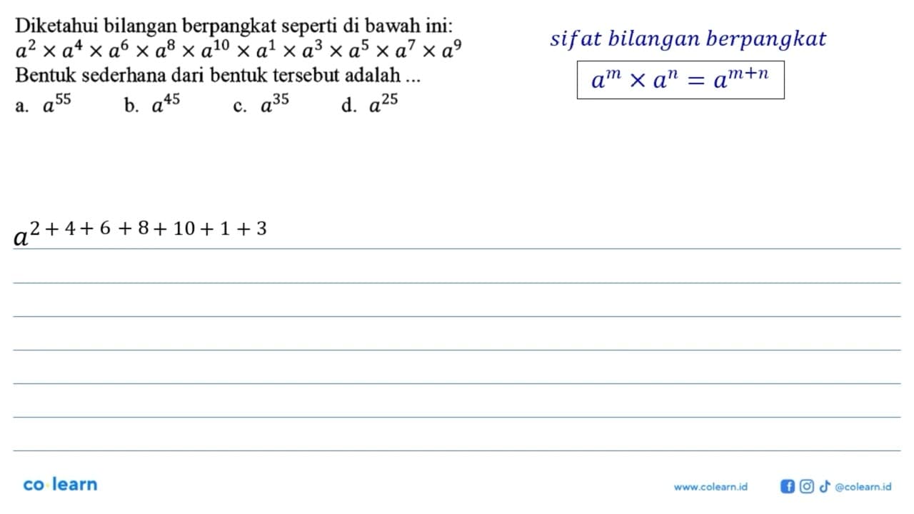 Diketahui bilangan berpangkat seperti di bawah ini: