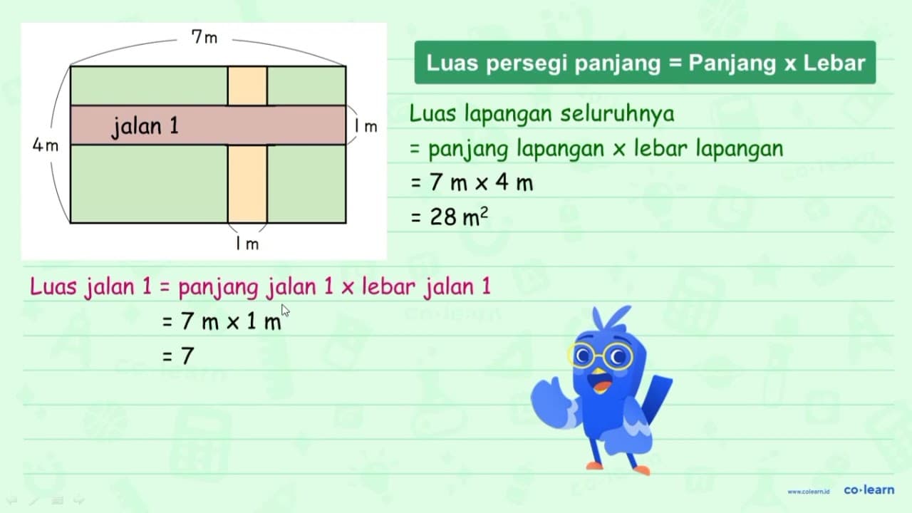 Terdapat jalan kecil dengan lebar 1 m dalam persegi panjang