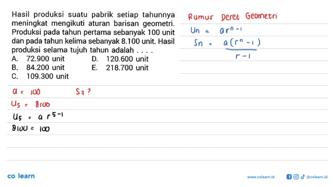 Hasil produksi suatu pabrik setiap tahunnya meningkat