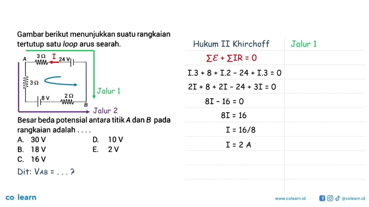 Gambar berikut menunjukkan suatu rangkaian tertutup satu