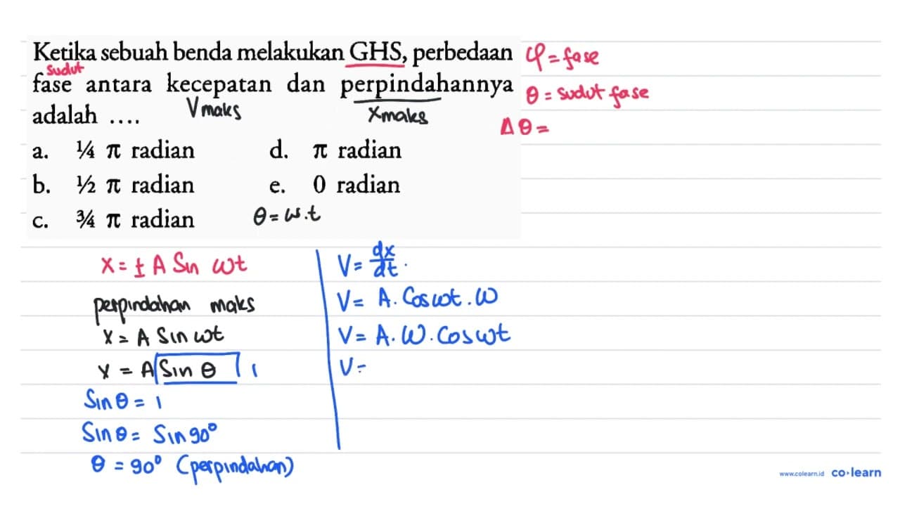 Ketika sebuah benda melakukan GHS, perbedaan fase antara