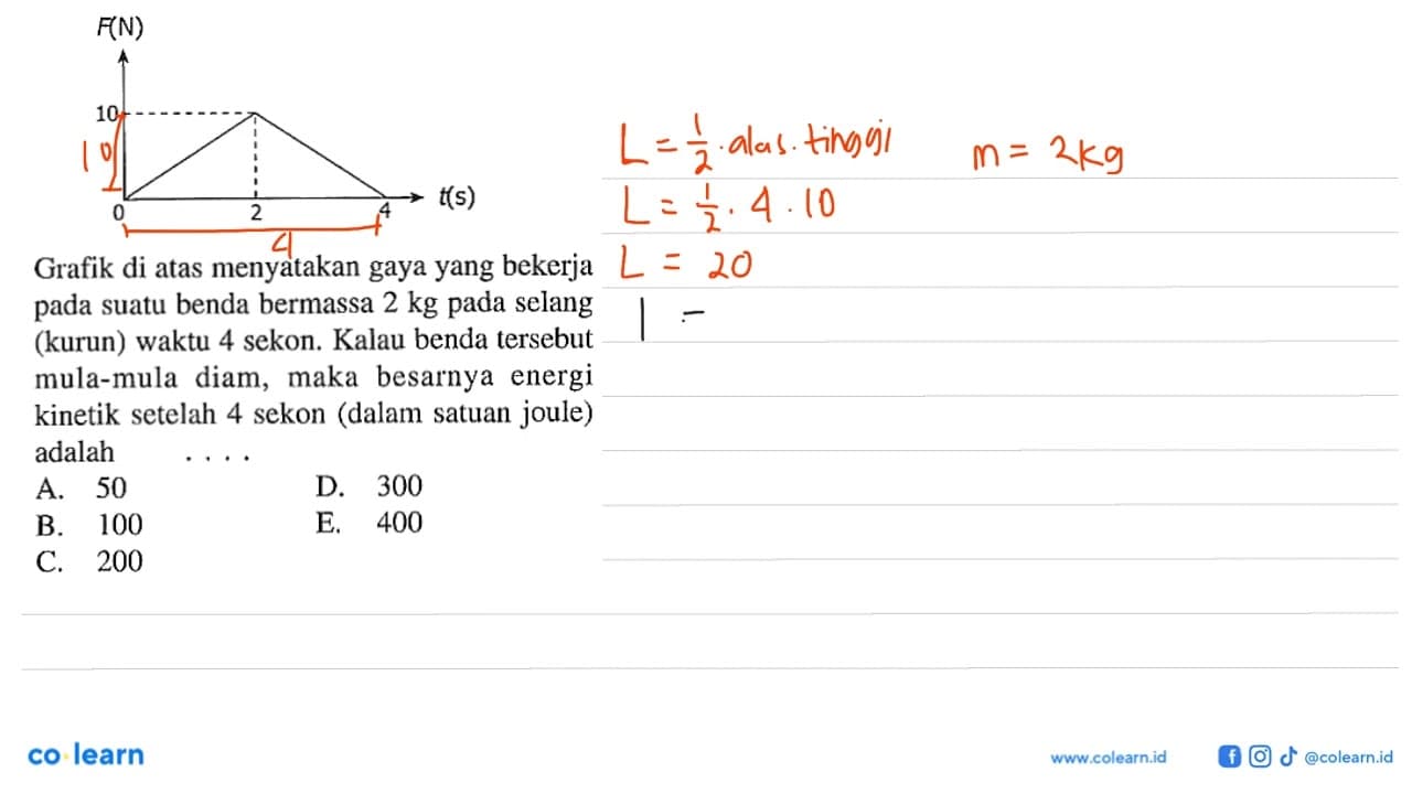 F(N) 10 0 2 4 f(s) Grafik di atas menyatakan gaya yang