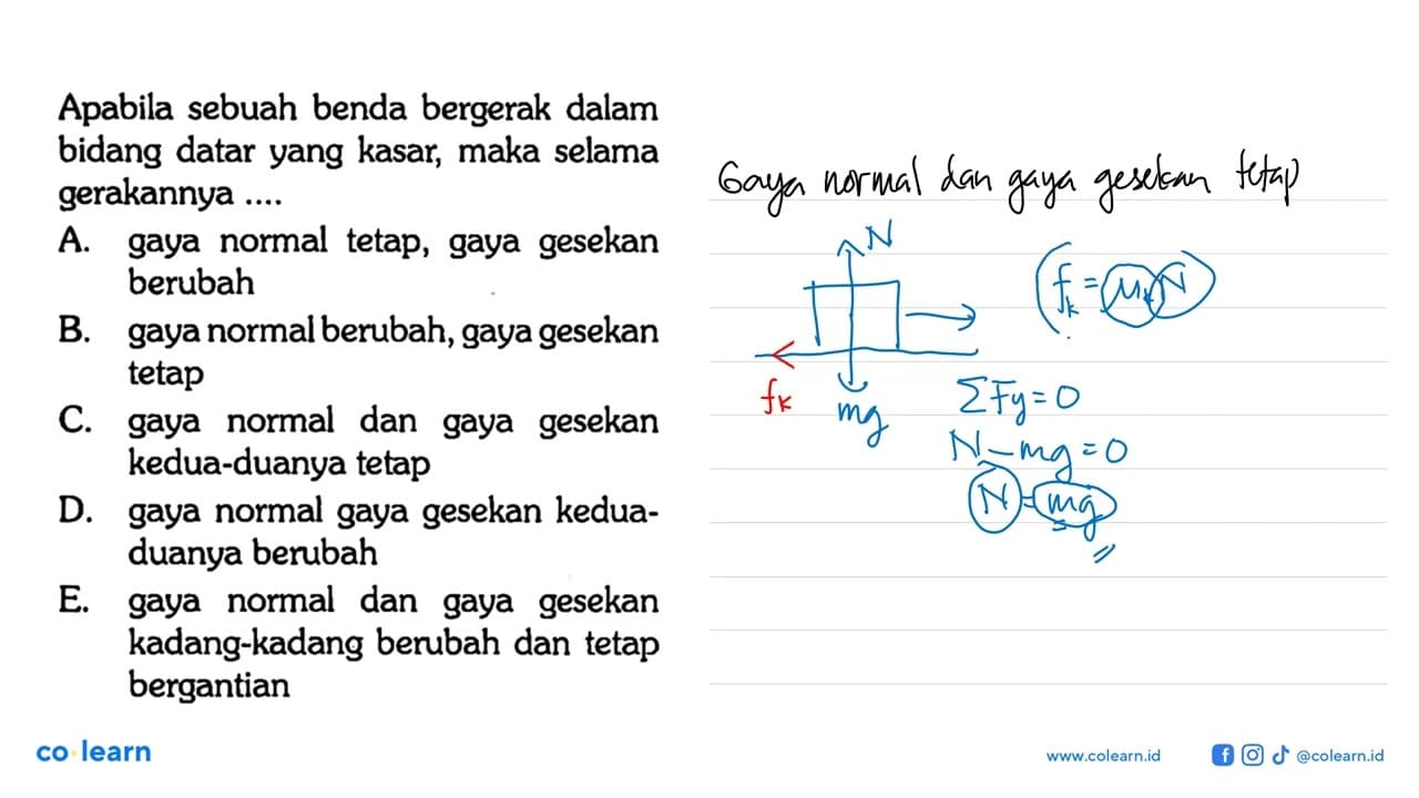 Apabila sebuah benda bergerak dalam bidang datar yang