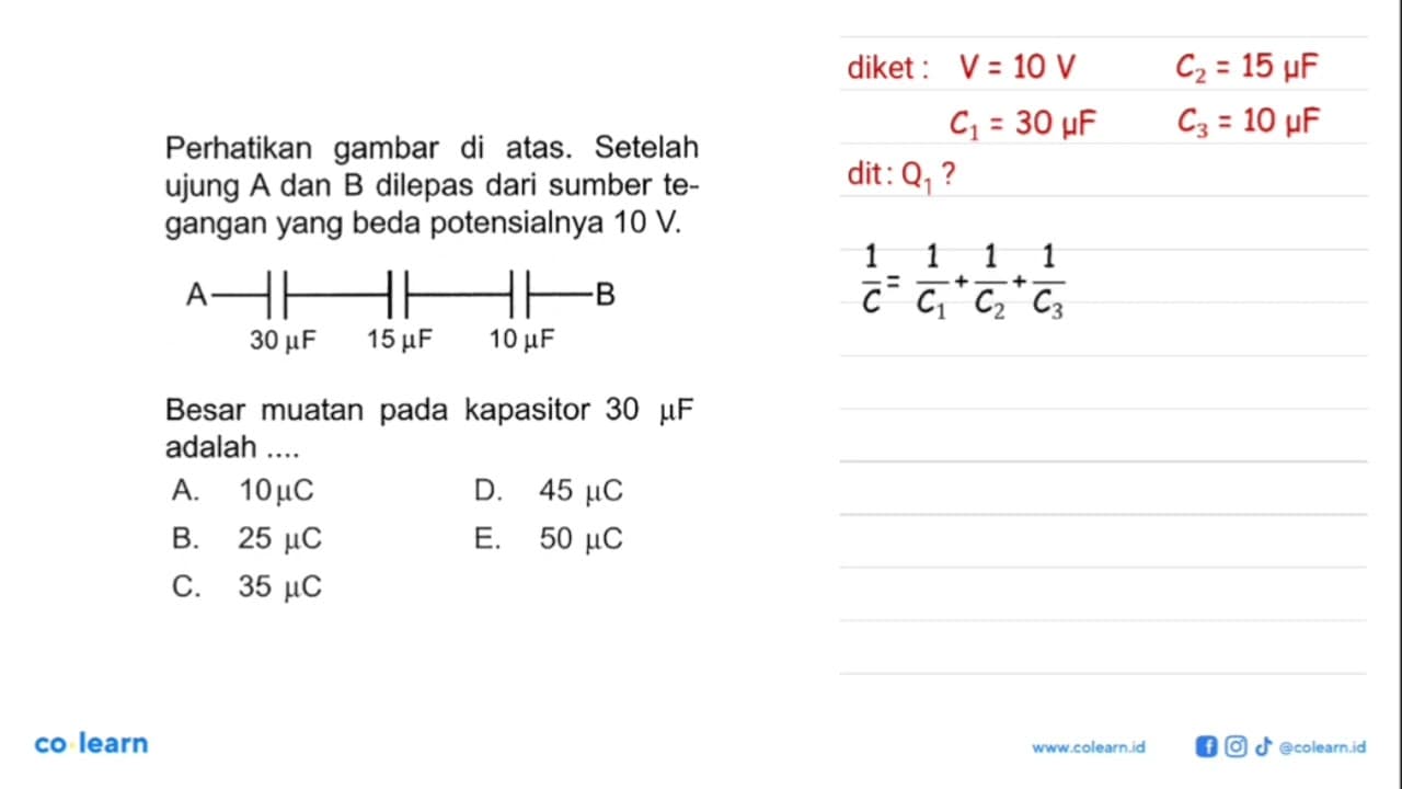 Perhatikan gambar di atas. Setelah ujung A dan B dilepas