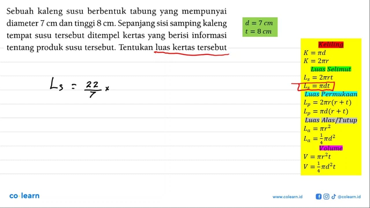 Sebuah kaleng susu berbentuk tabung yang mempunyai diameter