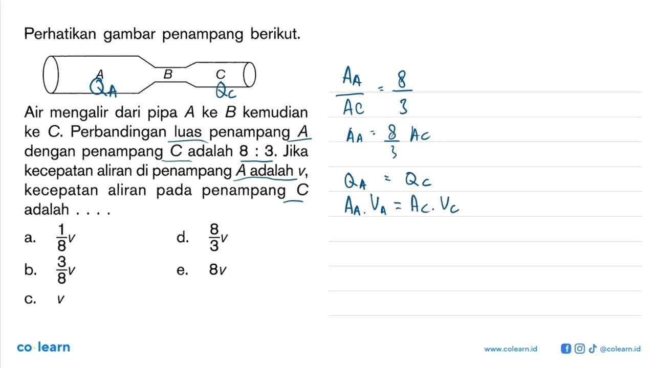 Perhatikan gambar penampang berikut. A 3 C Air mengalir