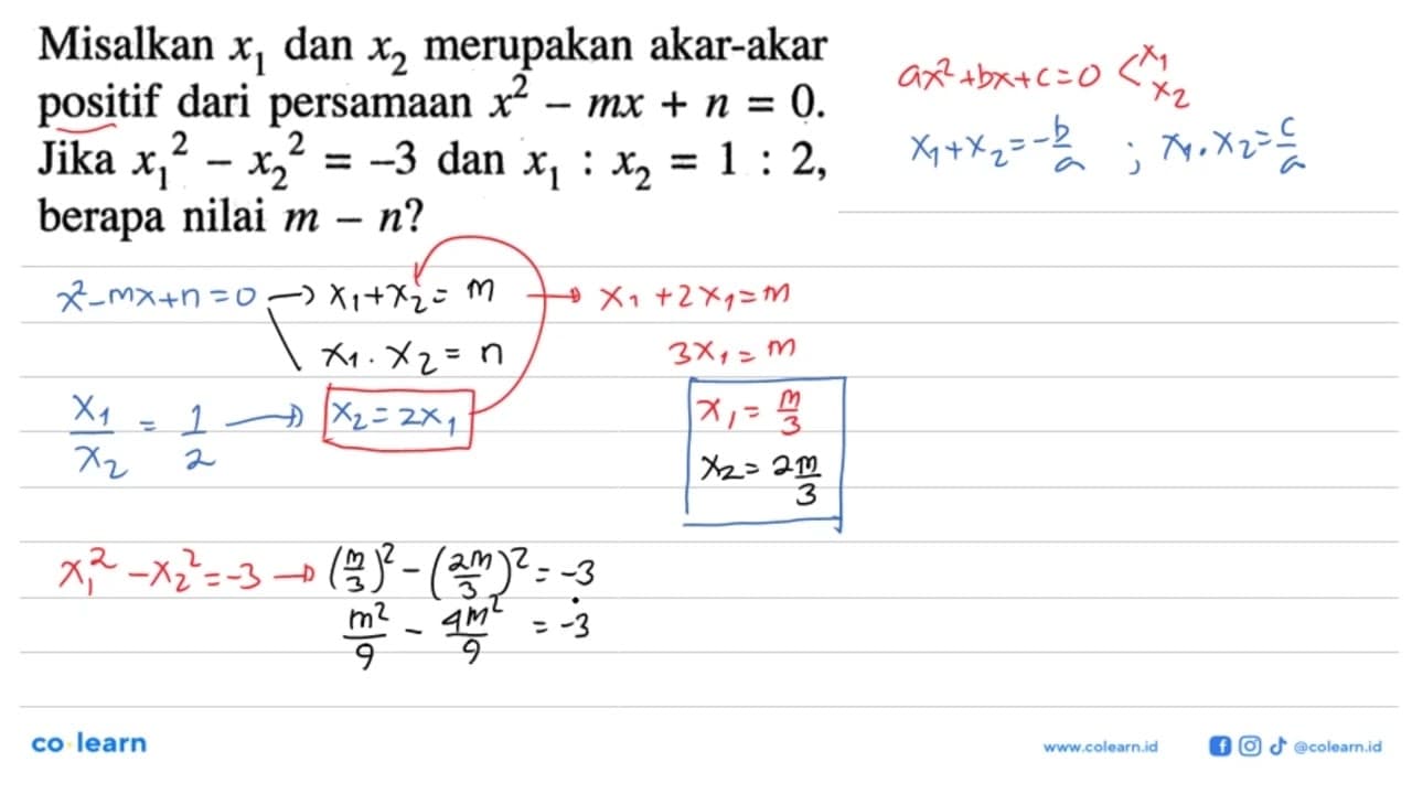 Misalkan x1 dan x2 merupakan akar-akar positif dari