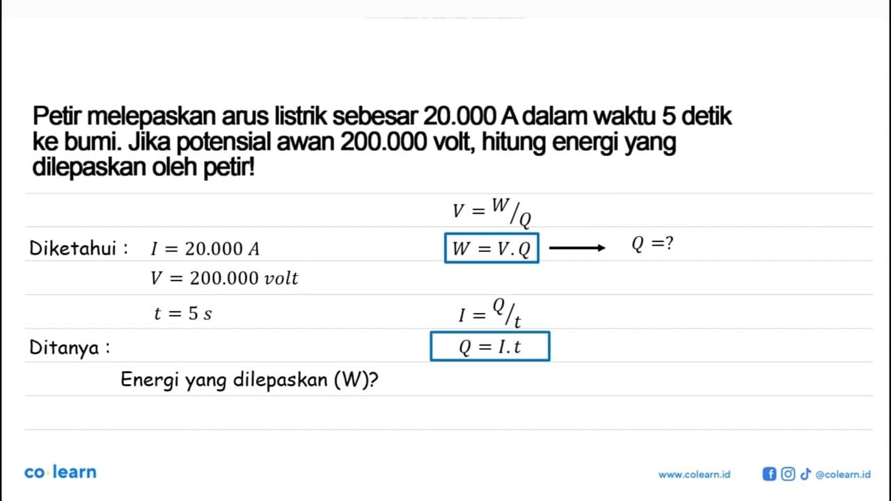 Petir melepaskan arus listrik sebesar 20.000 A dalam waktu