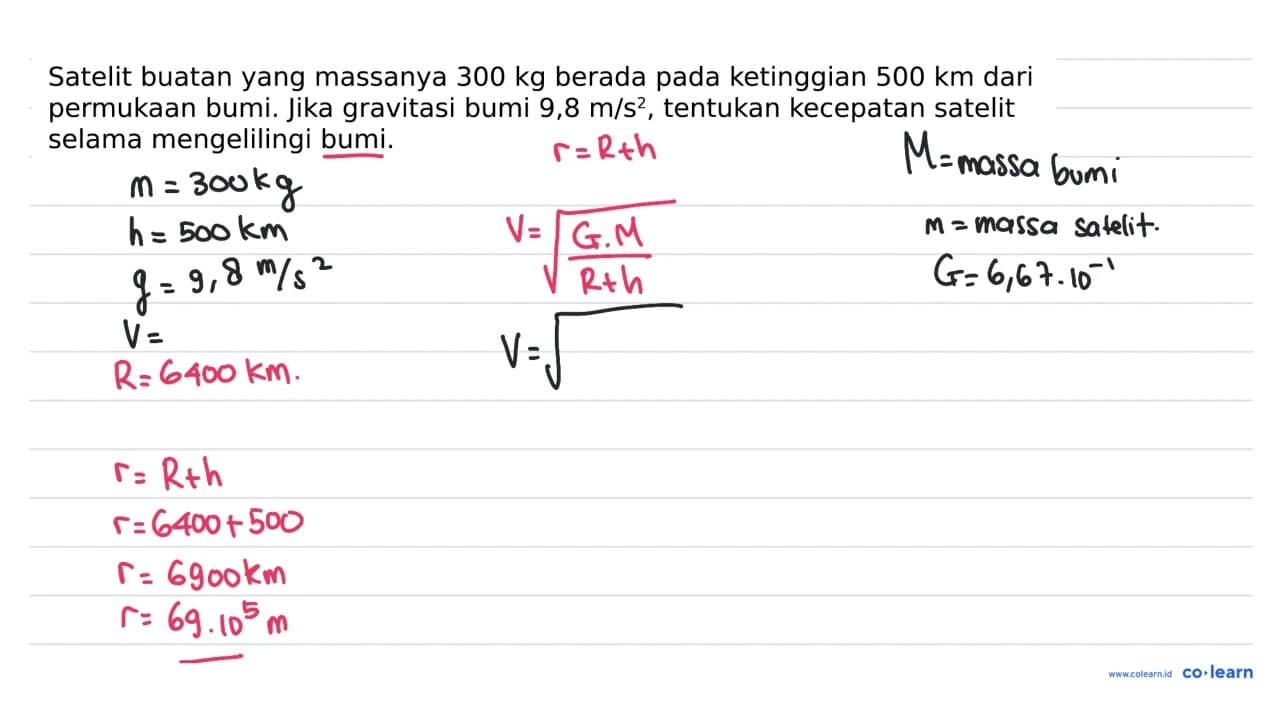 Satelit buatan yang massanya 300 kg berada pada ketinggian