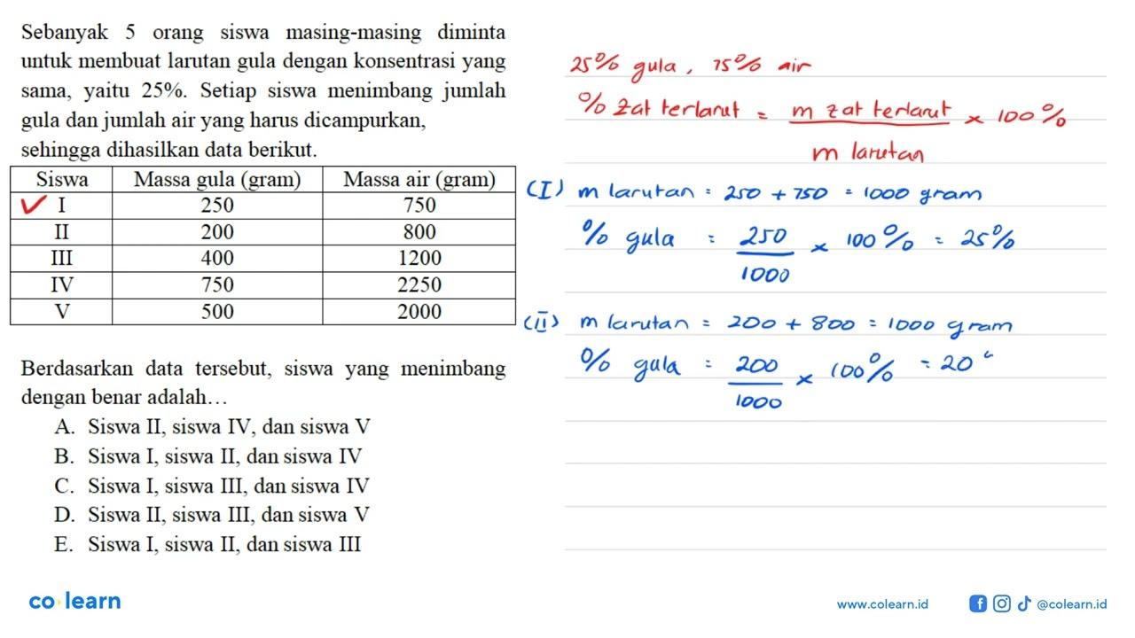 Sebanyak 5 orang siswa masing-masing diminta untuk membuat