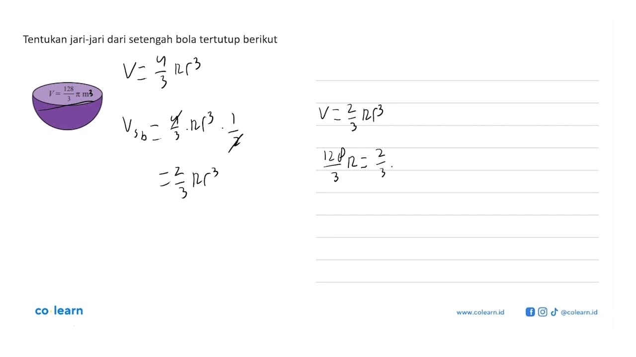 Tentukan jari-jari dari setengah bolatertutup