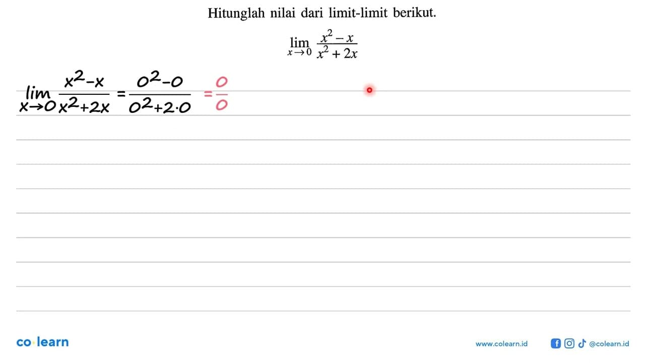 Hitunglah nilai dari limit-limit berikut.lim x->0