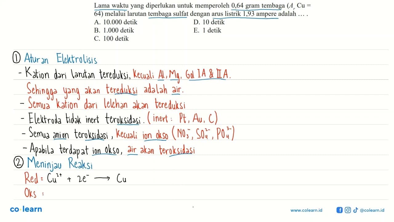 Lama waktu yang diperlukan untuk memperoleh 0,64 gram