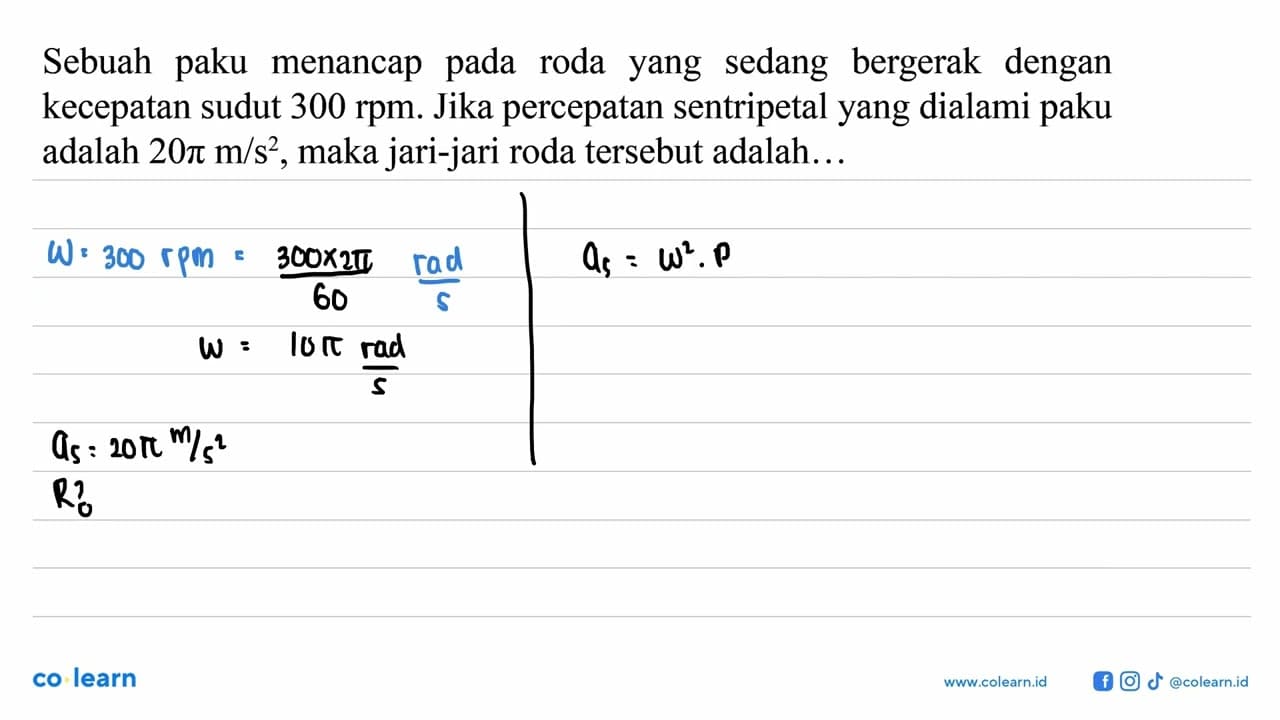 Sebuah paku menancap pada roda yang sedang bergerak dengan