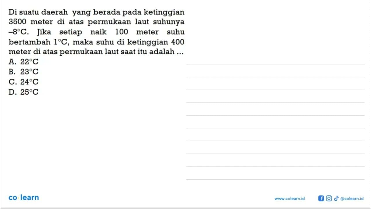 Di suatu daerah yang berada pada ketinggian 3500 meter di